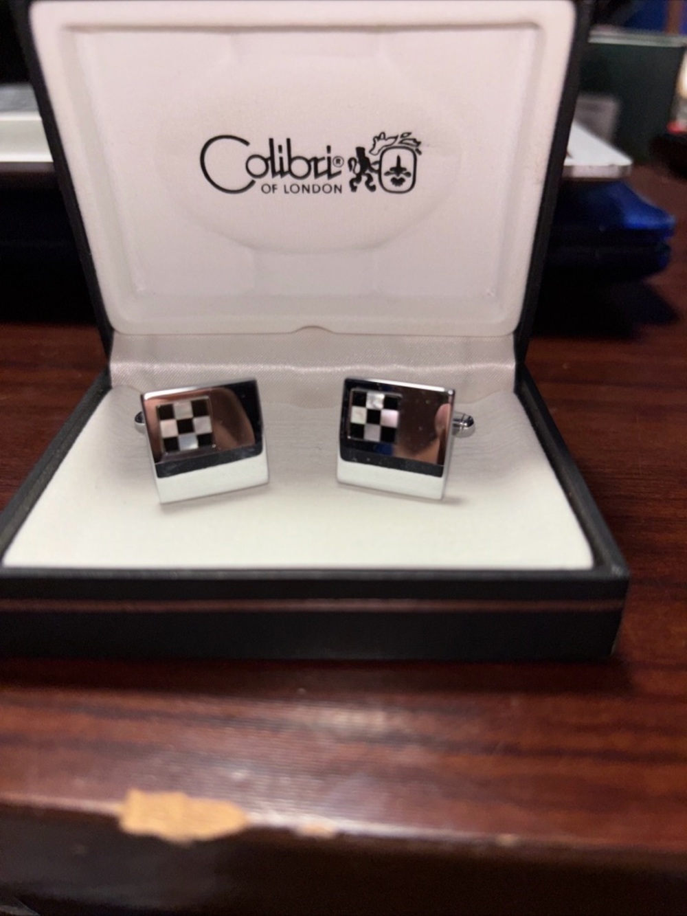 Colibri Black & Silver Checkered Square Cufflinks